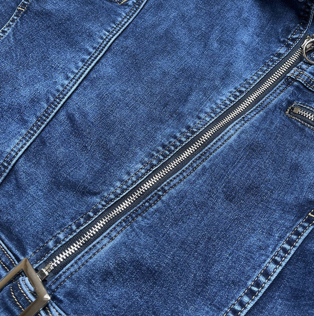 Jeansowa damska kurtka oversize granatowa (5679k)