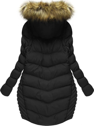 ASYMETRYCZNA KURTKA/BEZRĘKAWNIK Z KAPTUREM CZARNA (W816)