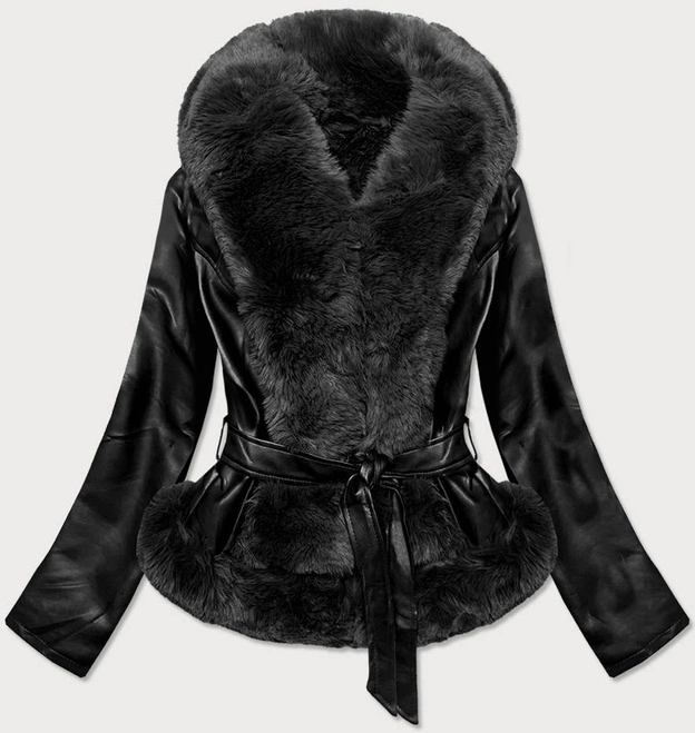 RAMONESKA Z FUTRZANYM KOŁNIERZEM CZARNA (B9737-101)