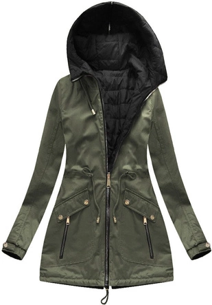 DWUSTRONNA KURTKA Z KAPTUREM KHAKI (XW622X)