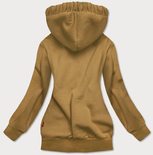 BLUZA DAMSKA Z OZDOBNYM KAPTUREM MUSZTARDOWA (AMG645-1)