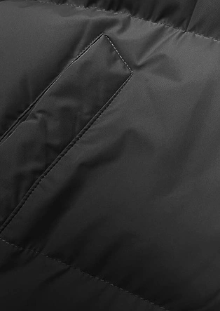 Długa gruba kurtka damska z kapturem czarna (5M3163-392)