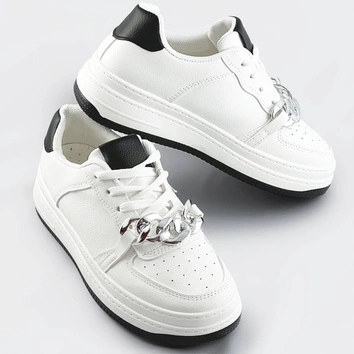 Sportowe buty z łańcuchem damskie biało-czarne (b-545)