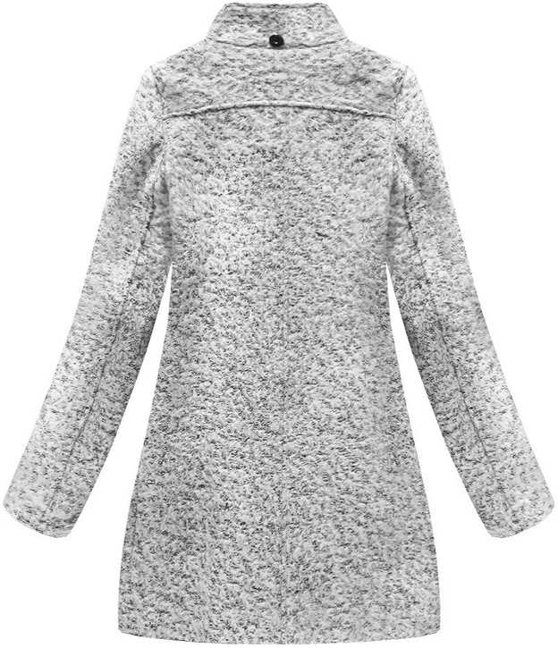 PŁASZCZ Z ASYMETRYCZNYM ZAMKIEM SZARY MELANŻ (174ART)