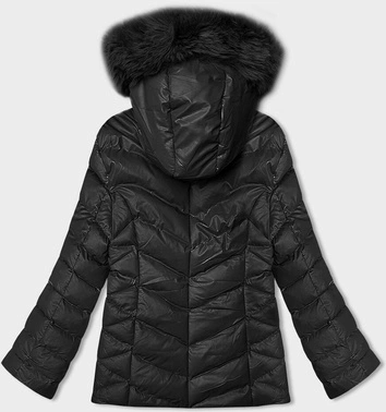 Krótka kurtka zimowa z kapturem czarna (5M3138-392A)
