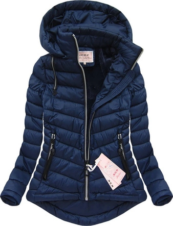 KRÓTKA KURTKA Z KAPTUREM GRANATOWA (W519)