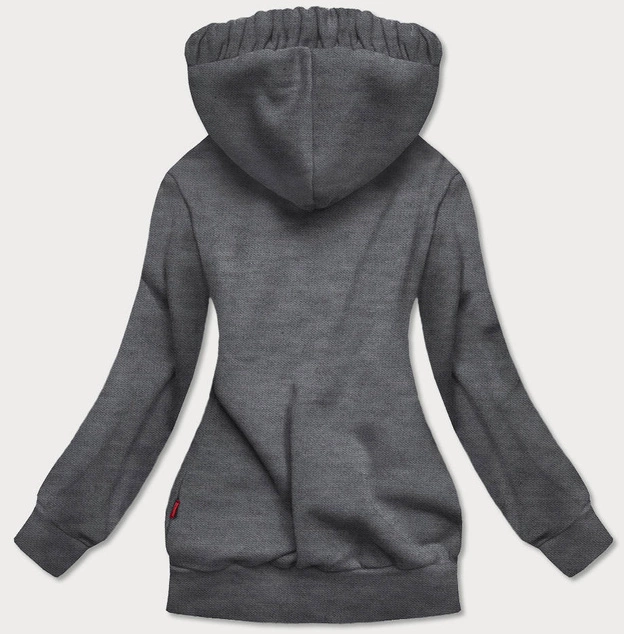 BLUZA DAMSKA Z OZDOBNYM KAPTUREM GRAFITOWA (AMG645-1)