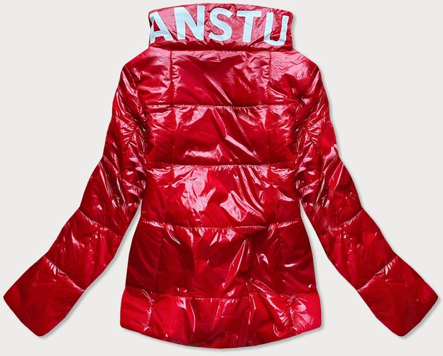 KRÓTKA PIKOWANA KURTKA DAMSKA ZE STÓJKĄ CZERWONA (B9567)