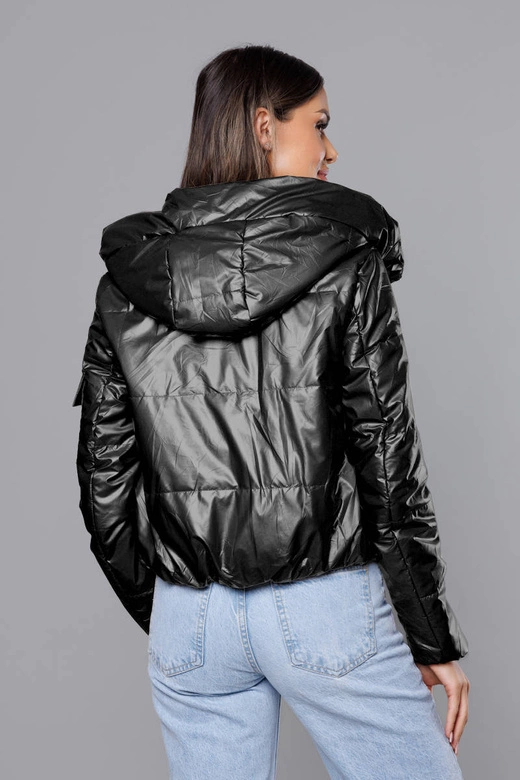 Krótka kurtka damska czarna (B8138-1)