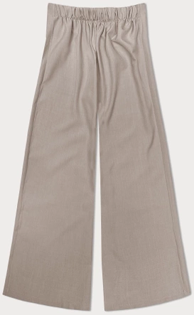 Eleganckie szerokie spodnie damskie ciemny beż (33575)