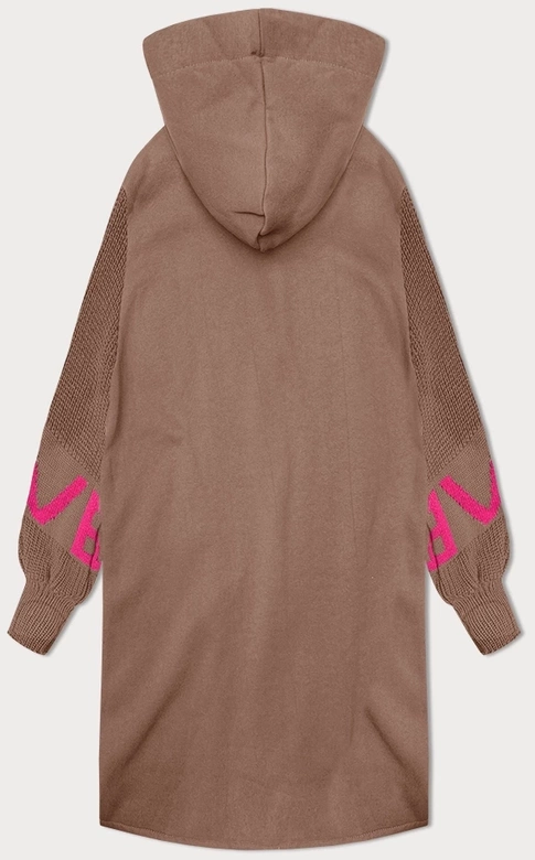 Dresowa narzutka ze swetrowymi rękawami beżowa (5759)