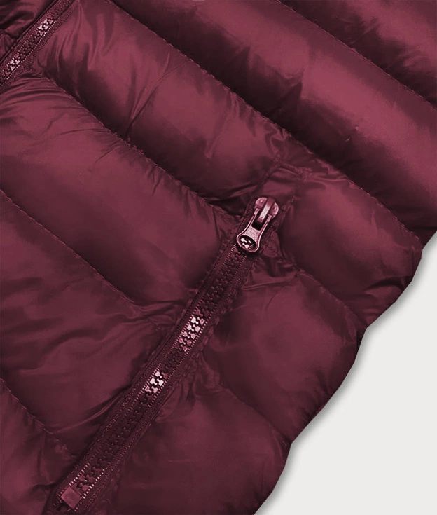 Krótka kamizelka pikowana damska bordowa (23077-1)