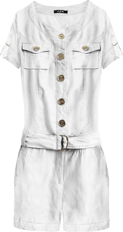 KRÓTKI KOMBINEZON Z LNU I BAWEŁNY BIAŁY (X1603X)