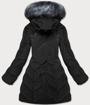 Zimowa kurtka damska z kapturem czarna (m-21308)