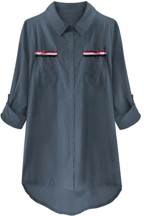 BAWEŁNIANA ASYMETRYCZNA KOSZULA GRANATOWA (232ART)