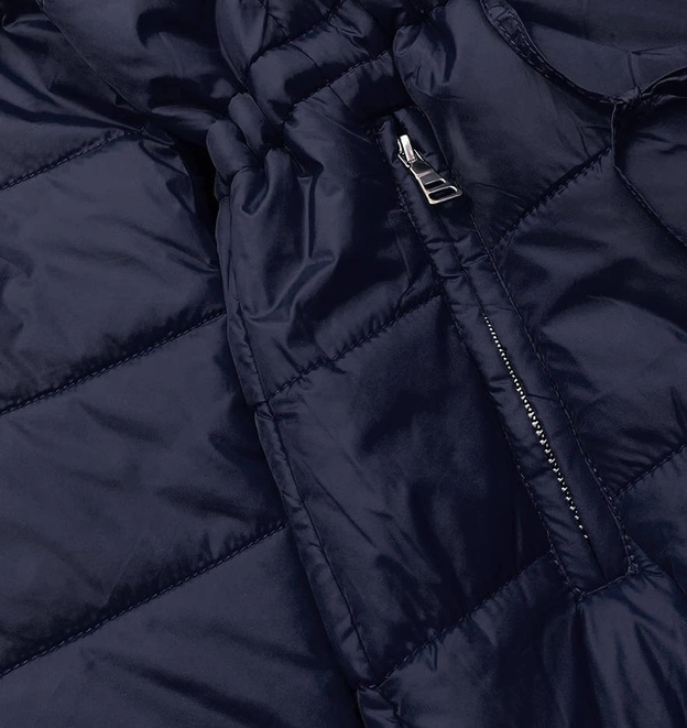 Dwustronna kurtka damska granatowo-brązowa (w556-1)