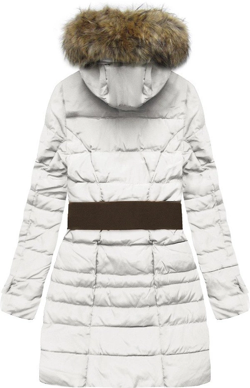 KURTKA Z KAPTUREM I PASKIEM BIAŁA (X1213X)