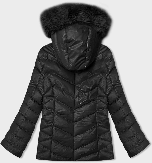 Krótka kurtka zimowa z kapturem czarna (5M3138-392A)