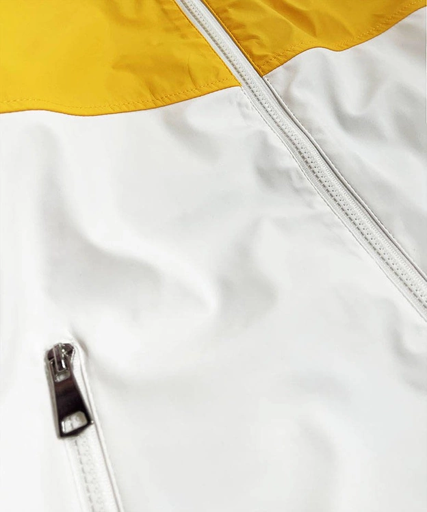 KURTKA DAMSKA WIATRÓWKA Z KAPTUREM CZARNO/ŻÓŁTA (YR1968)