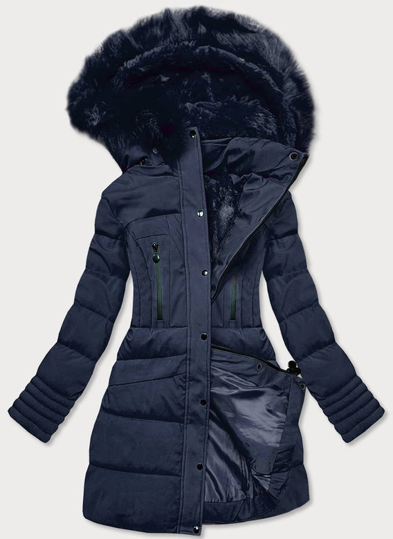 CIEPŁA ZIMOWA KURTKA DAMSKA GRANATOWA (H997-02)