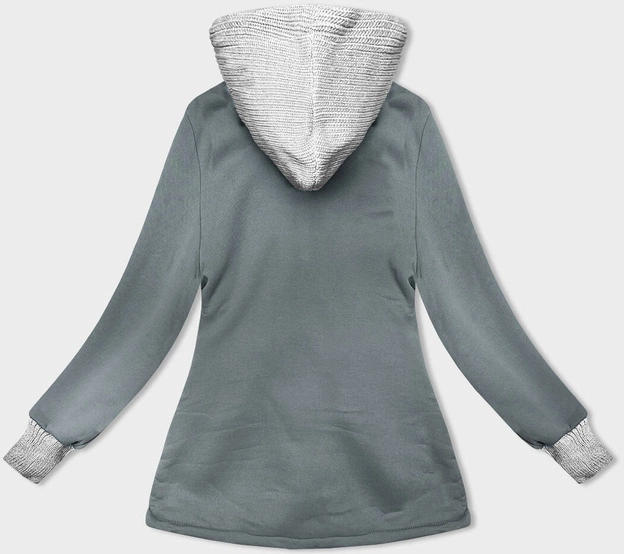 Damska bluza ze swetrowym kapturem szarozielona (AMG-312A)