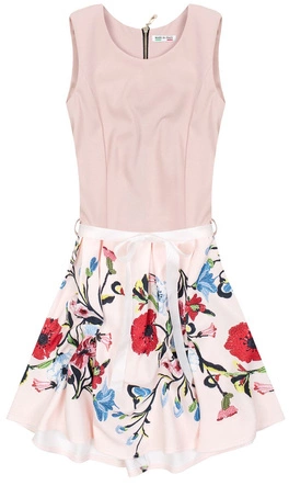 SUKIENKA W KWIATY BRUDNY RÓŻ (10151)