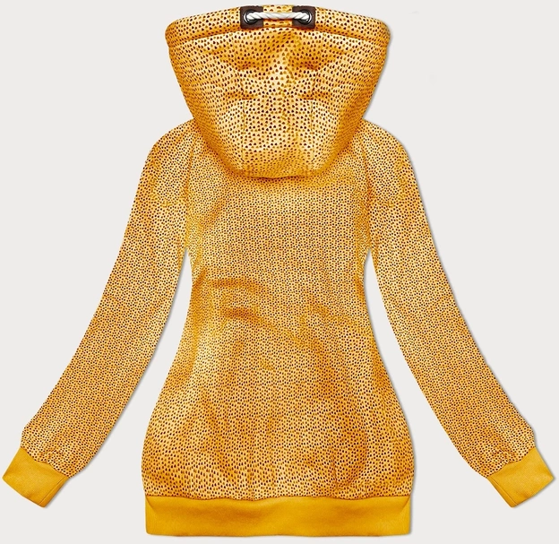 Rozpinana bluza z kapturem w drobne serduszka ciemny żółty (2316)