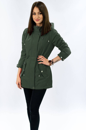 DWUSTRONNA KURTKA PARKA DAMSKA KHAKI/KROPKI (W662)