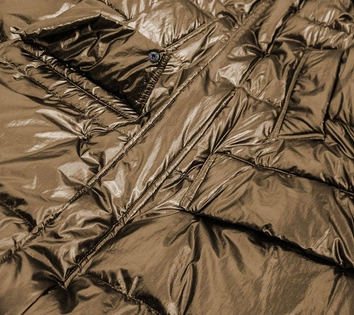 DAMSKA METALICZNA KURTKA ZIMOWA Z KAPTUREM ZŁOTA (8295)