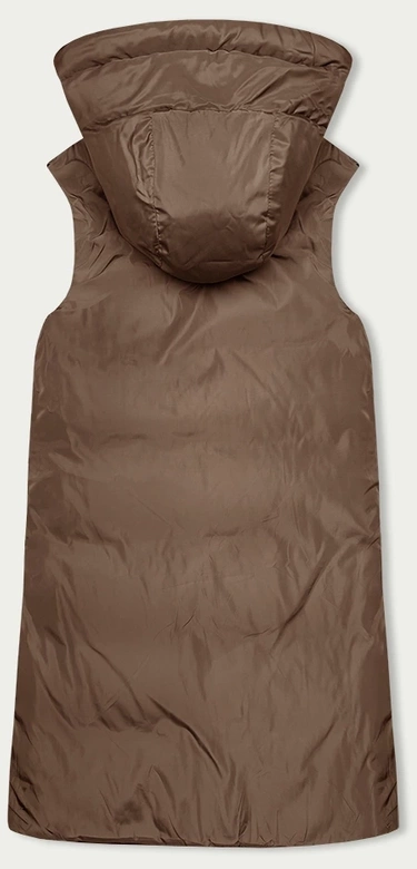 Długa kamizelka damska dwustronna khaki-beż (B8159-11)