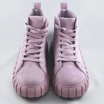 Sznurowane trzewiki z imitacji zamszu wrzosowe (xa057)