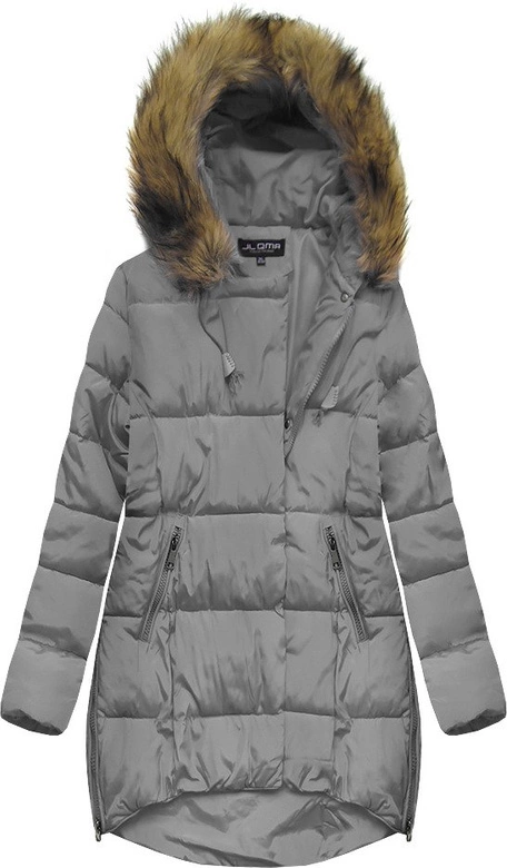 PIKOWANA KURTKA Z KAPTUREM SZARA (859)