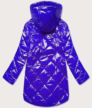 Błyszcząca pikowana kurtka damska chabrowa (LD7259BIG)