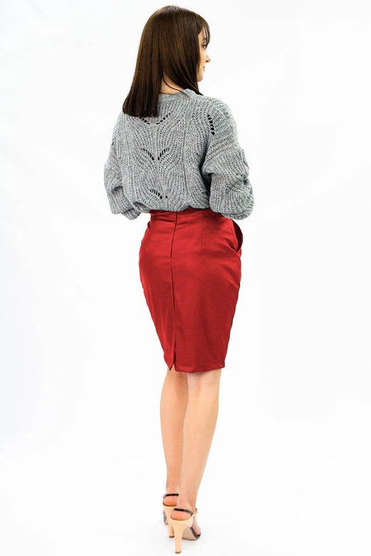 OŁÓWKOWA SPÓDNICA Z EKOSKÓRY CZERWONA (528ART)