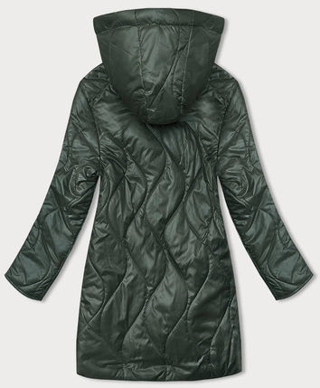 Damska kurtka z odpinanym kapturem ciemna zielona (B8218-10)