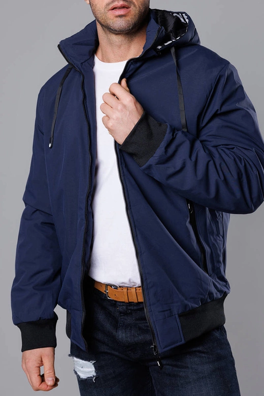 Sportowa kurtka męska z kapturem granatowa (5M3111-215)