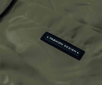 Kurtka damska z ozdobną lamówką khaki (B8139-11)