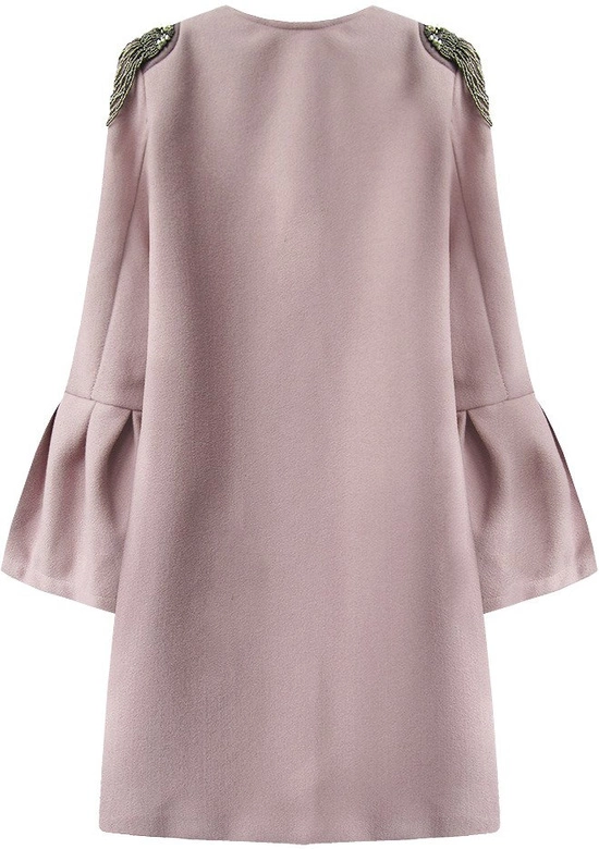 PŁASZCZ Z KORALIKAMI NA RAMIONACH PUDROWY RÓŻ (18151)