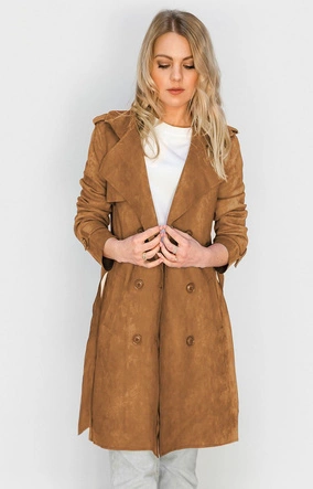 DWURZĘDOWY TRENCZ ZAMSZOWY KARMELOWY (6003)