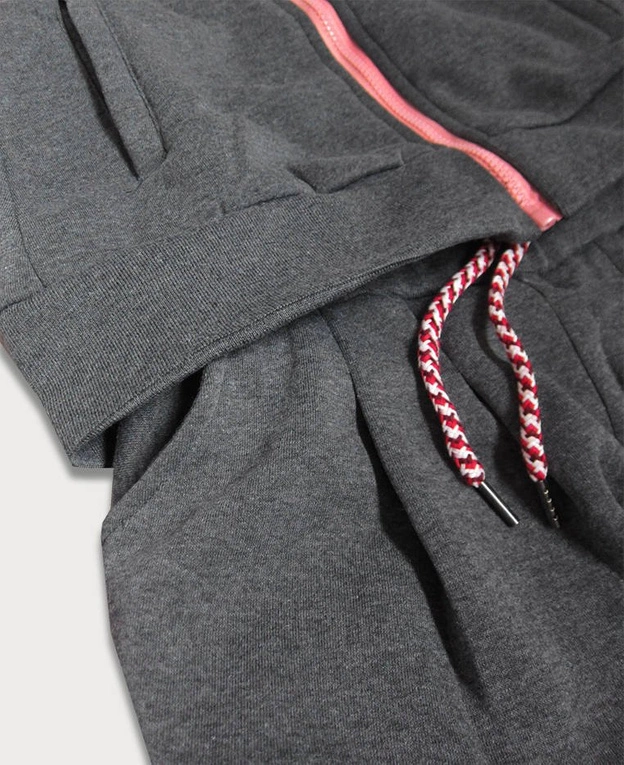 KOLOROWY DRES DAMSKI ŁOSOSIOWO-GRAFITOWY (AMG681)