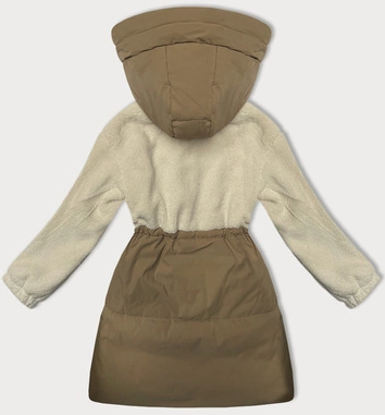 Przejściowa kurtka z łączonych materiałów beż-ecru  (WD2351)