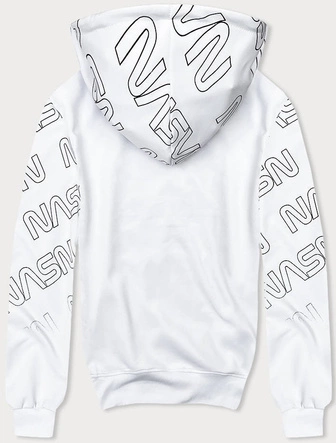 Męska bluza kangurka z nadrukiem biała (8B991-1)