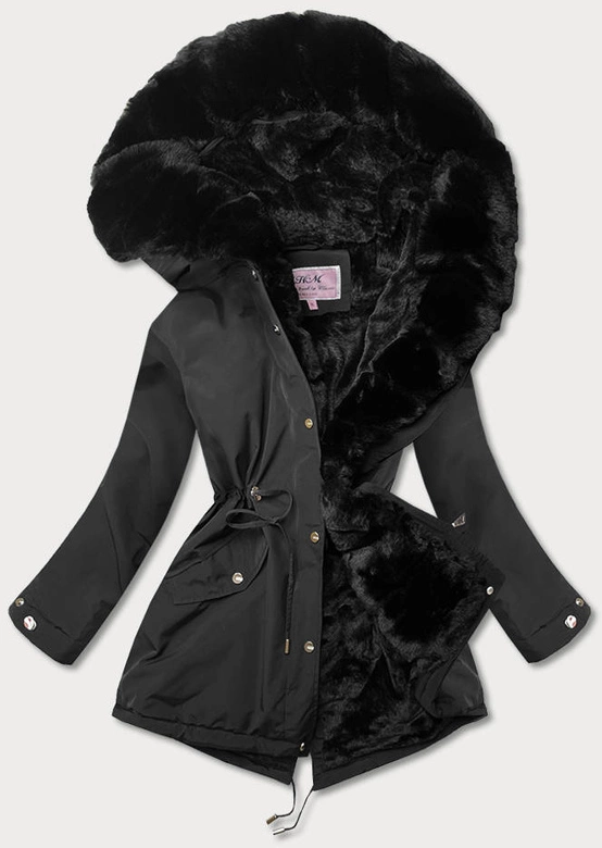 DAMSKA  KURTKA ZIMOWA NA MISIU CZARNA (W550)