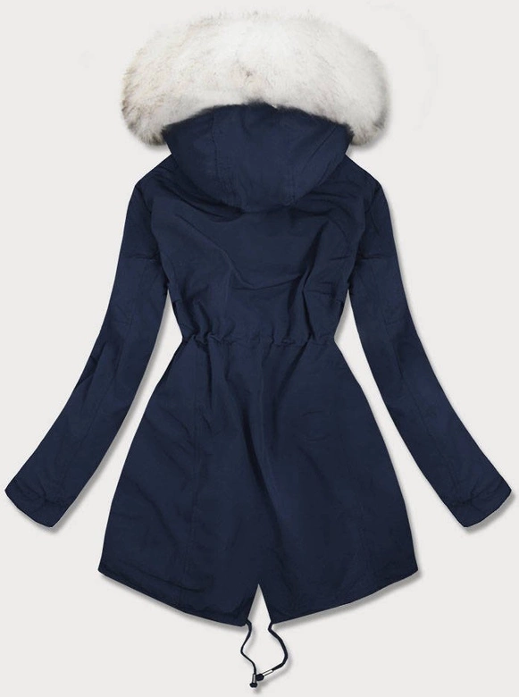 DAMSKA PARKA ZIMOWA NA MISIU GRANATOWA (W378)