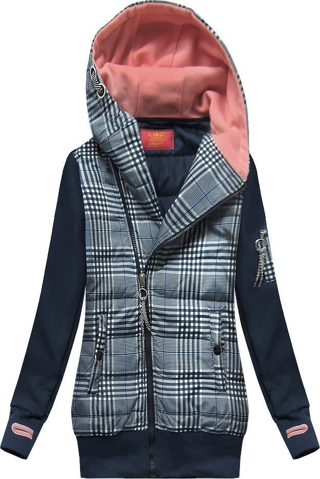 Bluza z łączonych materiałów granatowa (AMG-611A)