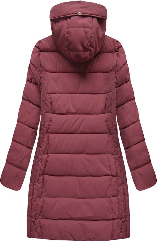 DŁUŻSZA PIKOWANA DAMSKA KURTKA ZIMOWA Z KAPTUREM RÓŻOWA (B9502)