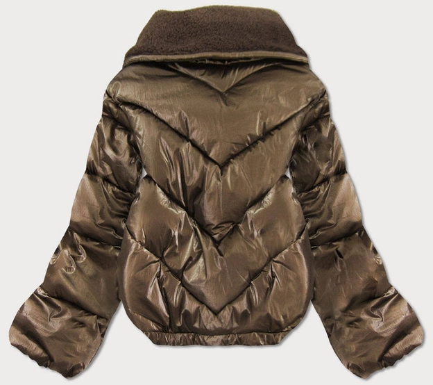 KRÓTKA KURTKA OVERSIZE Z SZEROKIMI RĘKAWAMI BRĄZOWA (J9-016)