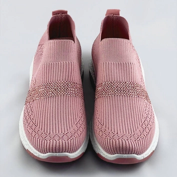 Ażurowe buty damskie z cyrkoniami różowe (c1057)