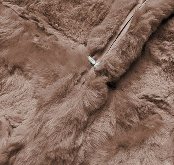 Kurtka damska futro z kapturem brązowa (br9741-12)