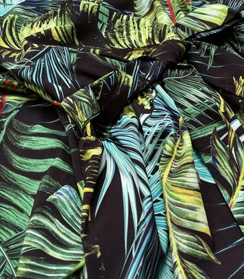 DŁUGA SUKIENKA WE WZORY ZIELONE LIŚCIE (683/2ART)